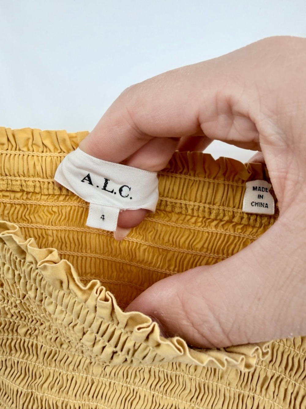 A.L.C. Austyn Smocked Maxi Dress Maize Yellow Cotton Size 4 - Picture 4 of 11